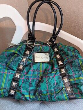 Betsey Johnson Green Plaid Studded Purse -Y2K